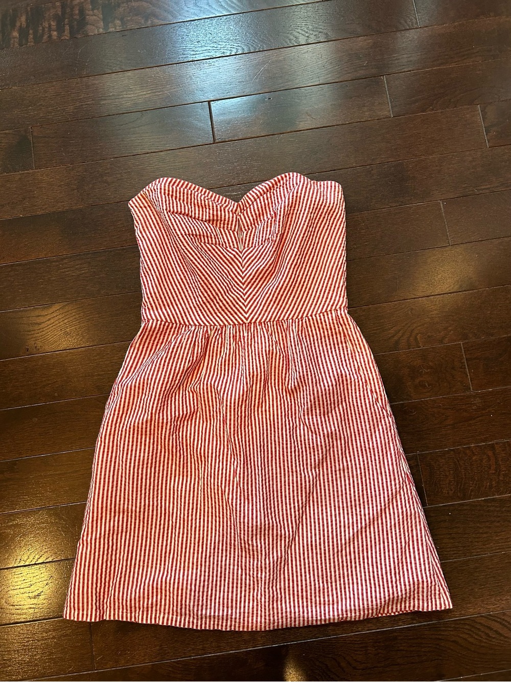 Judith March Red and White Striped Strapless Dress